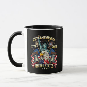 Caneca 250 Anos de Aniversário Americano 1776-2026 Bandei