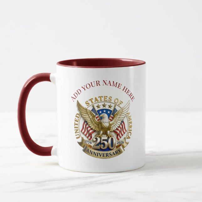 Caneca 250th Anniversary USA Patriotic | 1776–2026 (Esquerda)