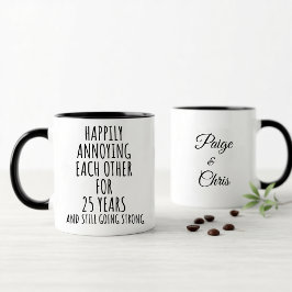 Caneca 25th Anniversary Funny Silver Mug for Couples