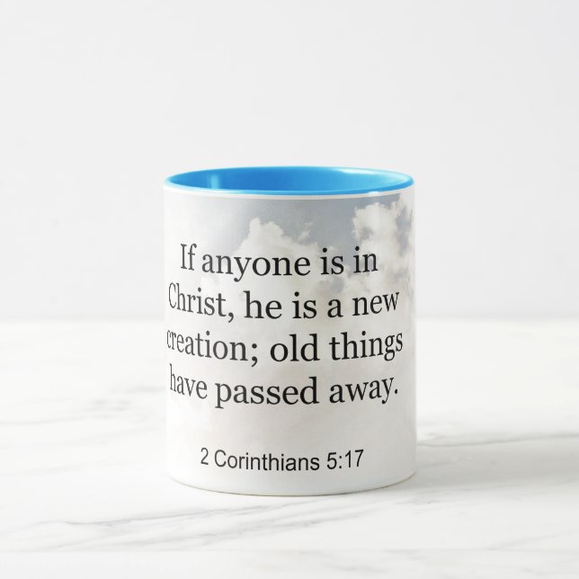Caneca 2 Corintianos 5:17, verso Bíblia, (Centro)