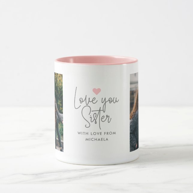 Caneca 2-Foto Moderna "Love You Sister" (Centro)