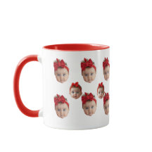 Caneca 2 Fotos Rosto Família Bebê Engraçado