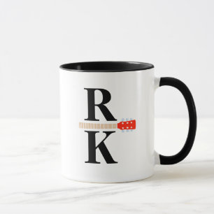 Caneca 2 iniciais modernas a preto Monograma branco claro