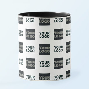 Caneca 2 Logos Simples Logotipo Repetitivo Branco