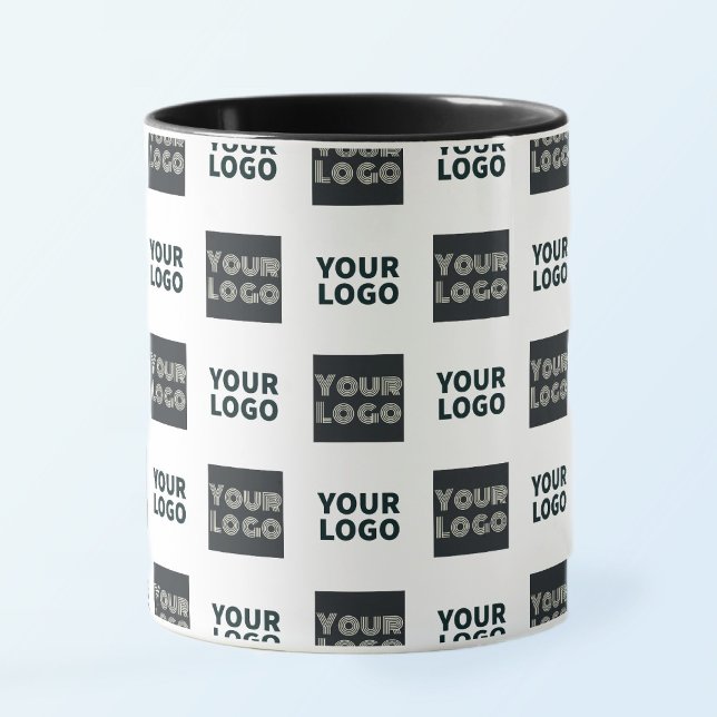 Caneca 2 Logos Simples Logotipo Repetitivo | Branco (Criador carregado)