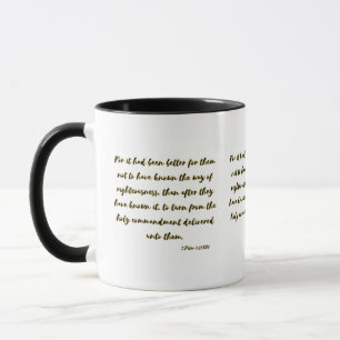 Caneca 2 Peter 2:21 Escritura de Bíblia KJV Mug de Dois T