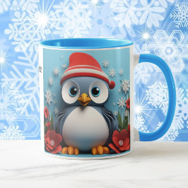 Caneca 2 Pinguins Cortes Adicionar Nome Presente de Natal