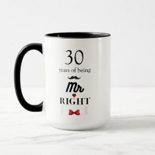 Caneca 30 Aniversário Sr. Direito e Sra. Sempre Direita