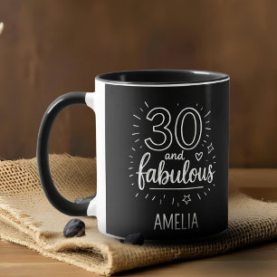 Caneca 30 e Fabuloso Doodle Feliz Aniversário de 30 anos
