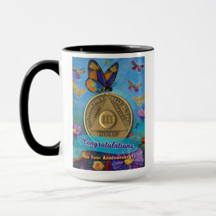 Caneca 3 anos NOME PERSONALIZADO AA Borboletas Flores