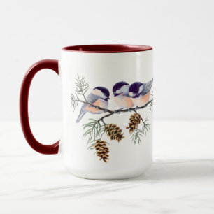Caneca 3 CHICKADEES & CONES por SHARON SHARPE