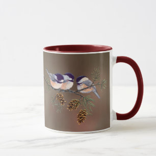 Caneca 3 CHICKADEES & CONES por SHARON SHARPE