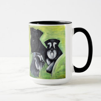 Caneca 3 cores do copo dos schnauzers diminutos