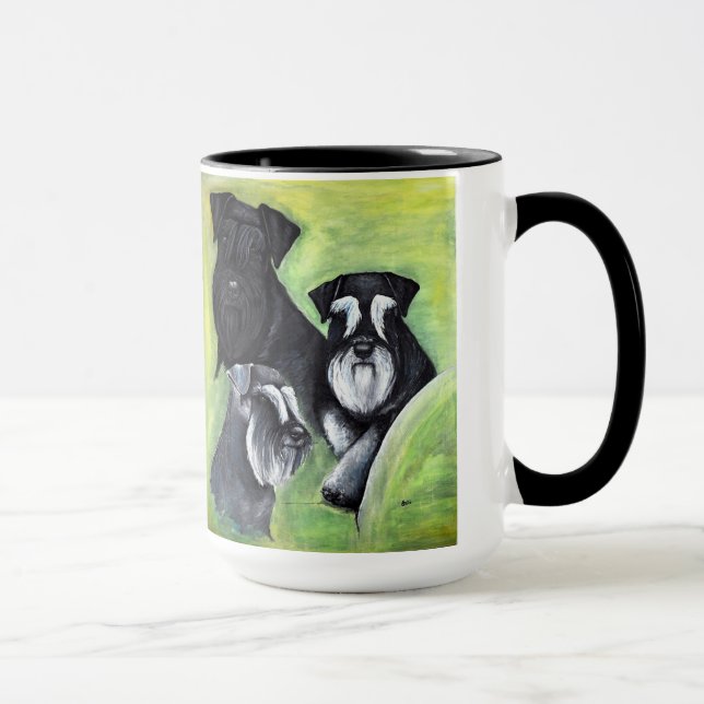 Caneca 3 cores do copo dos schnauzers diminutos (Direita)