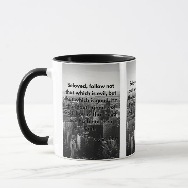 Caneca 3 John 1:11 KJV Escritura de Bíblia Pic Dois Tons (Esquerda)