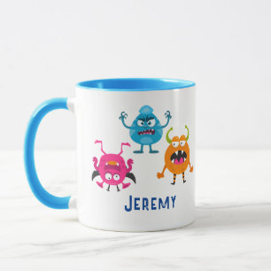 Caneca 3 Monstros Engraçados de Cartoon, Nome da Criança