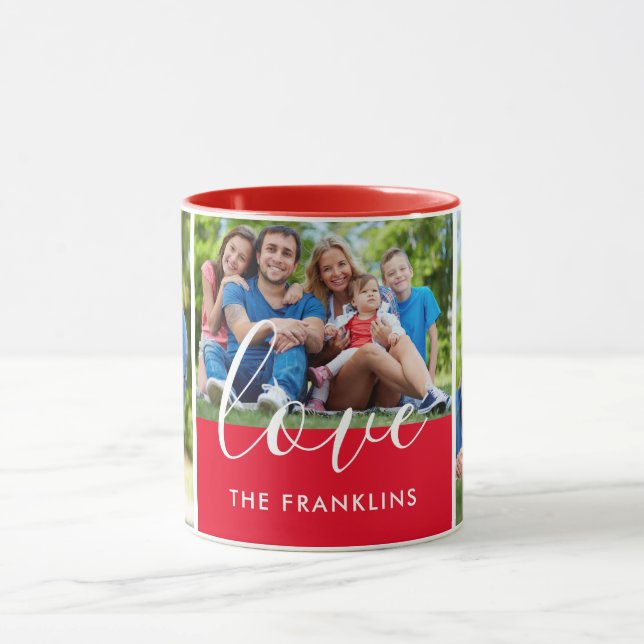 Caneca 3 Nome da Família Personalizada de Colagem de Foto (Centro)
