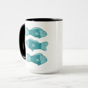 Caneca 3 peixes na ilustração