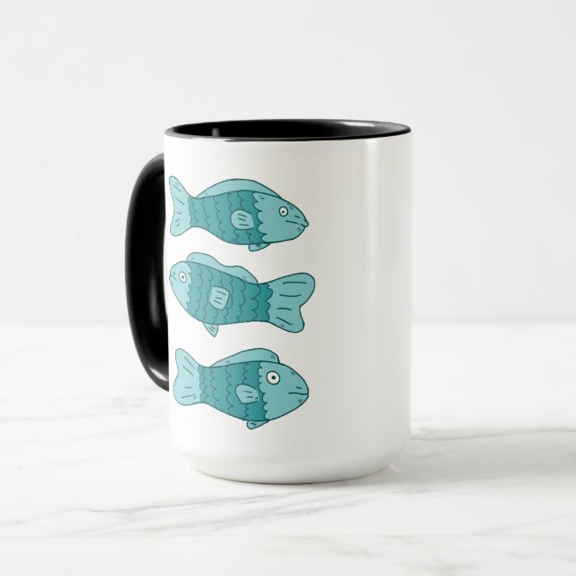 Caneca 3 peixes na ilustração  (Frente Esquerda)