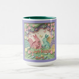 Caneca 3D Paper Cut Bunny & Easter Eggs Combo