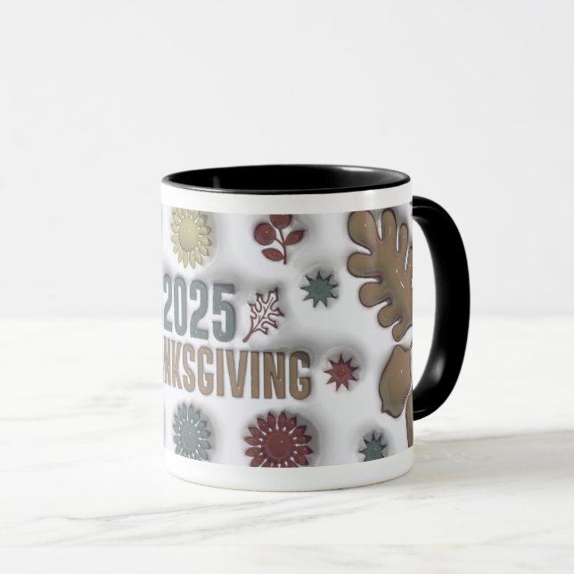 Caneca 3D Puffy 2025 Thanksgiving Mug Art (Frente Esquerda)