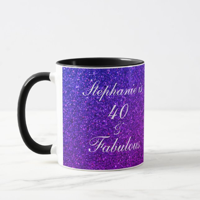 Caneca 40 E Bela-Mama Rosa Rosa De Aniversário Fabulosa (Esquerda)