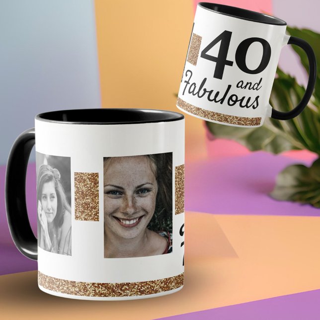 Caneca 40 e Fabuloso aniversário de 40 anos de Foto Glitt (Criador carregado)