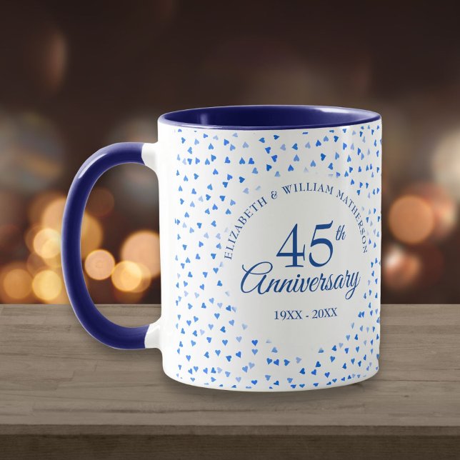 Caneca 45º aniversário do 65º aniversário do casamento Lo (45th 65th Wedding Anniversary Love Hearts Confetti Mug)