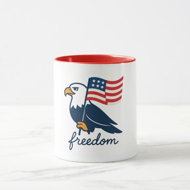 Caneca 4 de julho Freedom Mug com American Flag & Bald (Centro)
