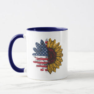 Caneca 4 de Julho Ideia de Independência Flor de Girassol