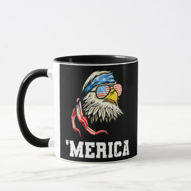 Caneca 4 De Julho Merica USA Flag Bald Eagle Patriotic (Esquerda)