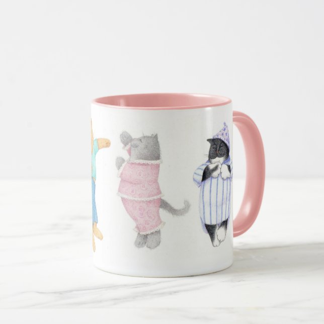 Caneca 4 GATOS EM PAJAMAS Pink Combo Mug (Frente Esquerda)