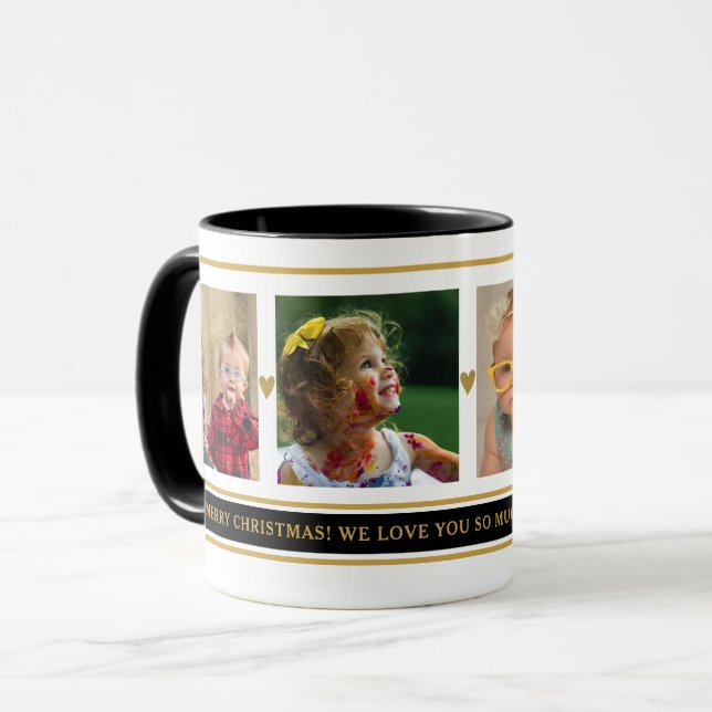 Caneca 4 Netos de Colagem Fotográfica Avós Natal (Frente Esquerda)