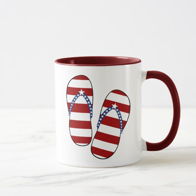 Caneca 4o de chinelos patrióticos da bandeira americana (Direita)