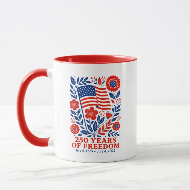 Caneca 4th of July Patriotic 250th Anniversary 250 Years  (Esquerda)