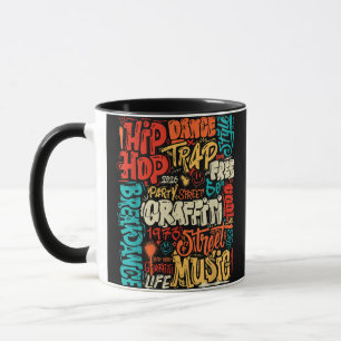 Caneca 50ª Vintage R de Cassete de Música e Hip Hop Grafi