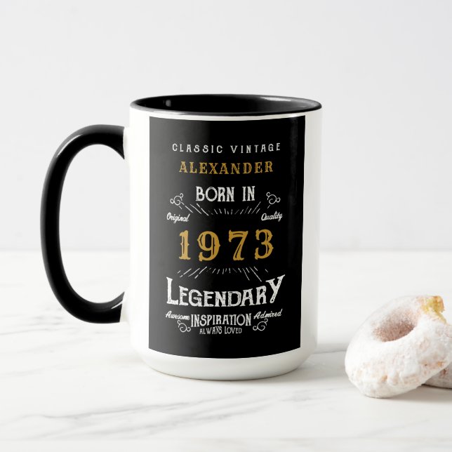Caneca 50º aniversário de 1973 Design da sua própria Vint (Com Donut)