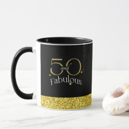 Caneca 50 e Fabulosa Leitura Dourada de Script Elegante P