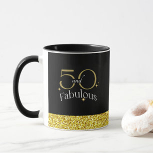 Caneca 50 e Fabulosa Leitura Dourada de Script Elegante P