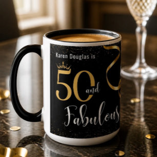 Caneca 50 e Fabuloso Dourado e Preto Personalizado