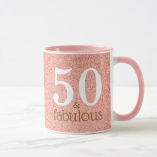 Caneca 50 e Fabuloso Rosa Dourado 50º aniversário rosa