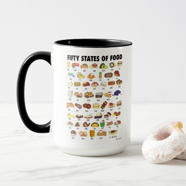 Caneca 50 ESTADOS DA COMIDA Estados Unidos América Améric (Com Donut)