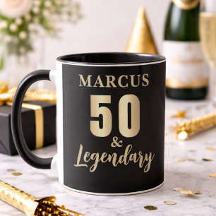 Caneca 50 & Lendário Dourado Aniversário de 50 anos
