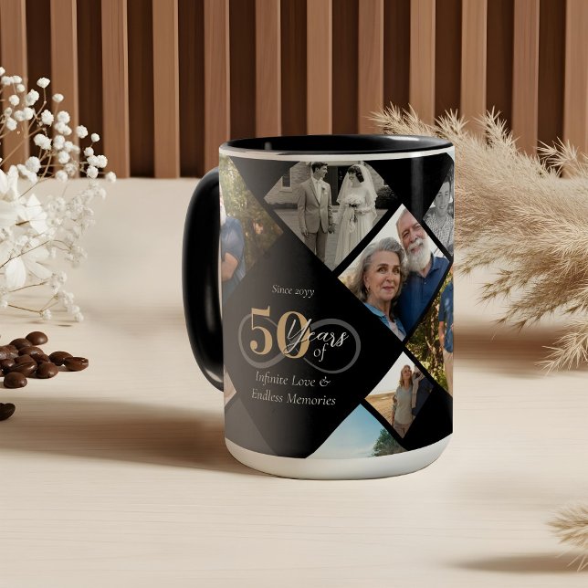 Caneca 50th Anniversary Infinity Love Photo Collage Gift (50th Anniversary Infinity Love Photo Collage Gift Mug)