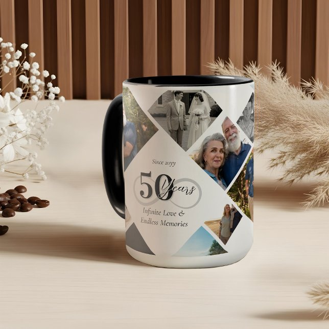 Caneca 50th Anniversary Infinity Love Photo Collage Gift (50th Anniversary Infinity Love Photo Collage Gift Mug)
