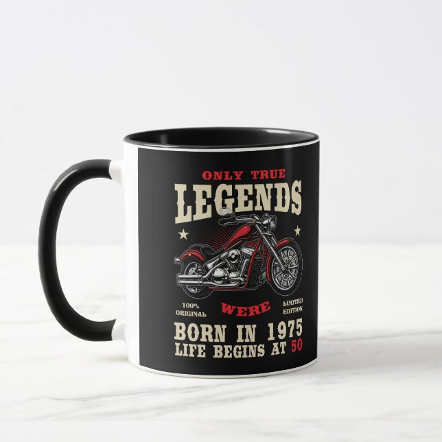 Caneca 50th Birthday Man Biker Motorcycle Chopper 1975 (Esquerda)