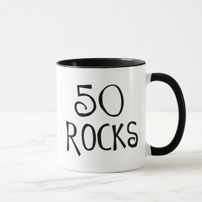 Caneca 50th presentes de aniversário, 50 ROCHAS (Direita)