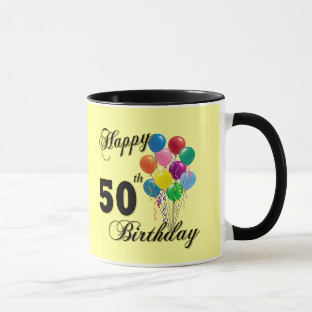 Caneca 50th presentes de aniversário e roupa felizes do (Direita)