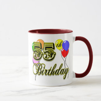 Caneca 55th celebração feliz do aniversário
