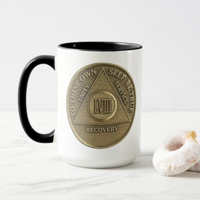 Caneca 58 Anos MOEDA PERSONALIZADA Soberana Aniversário (Com Donut)